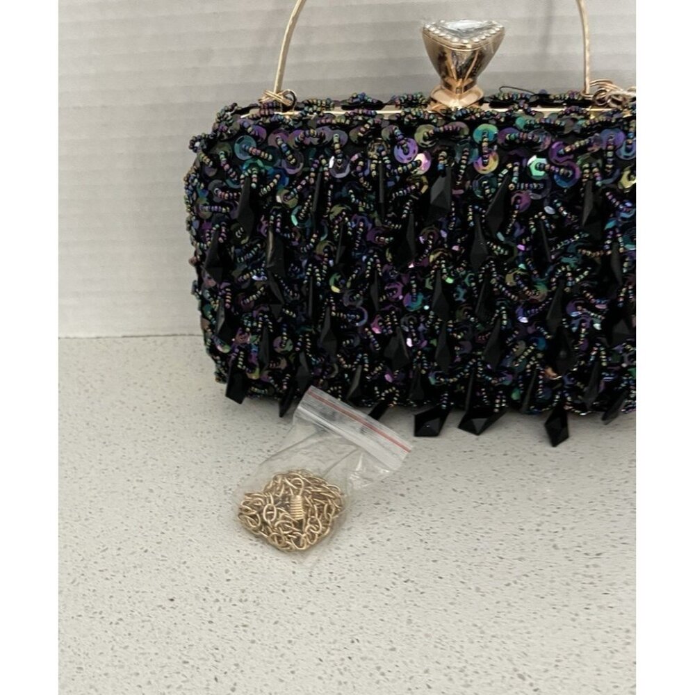 UBORSE Evening Clutch Shoulder Handbag NEW in Box Crystals Beads Sequin Formal - Picture 11 of 15